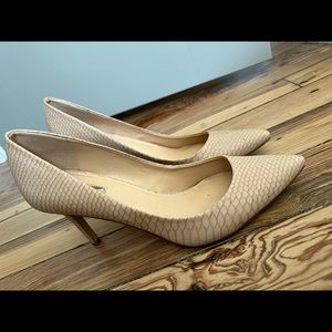 BCBGENERATION nude snakeskin heels